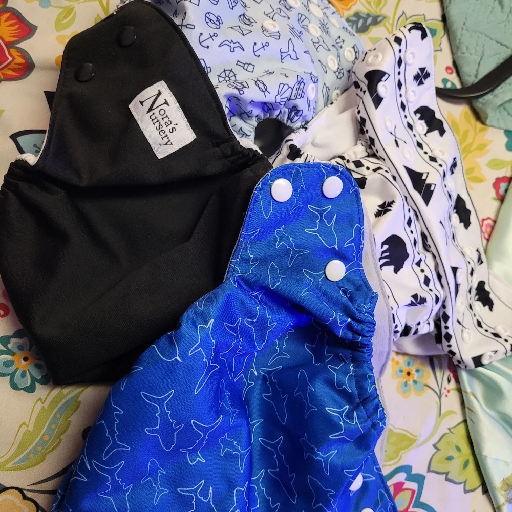 Kids Cloth Diaper Set - Blue, Black, White